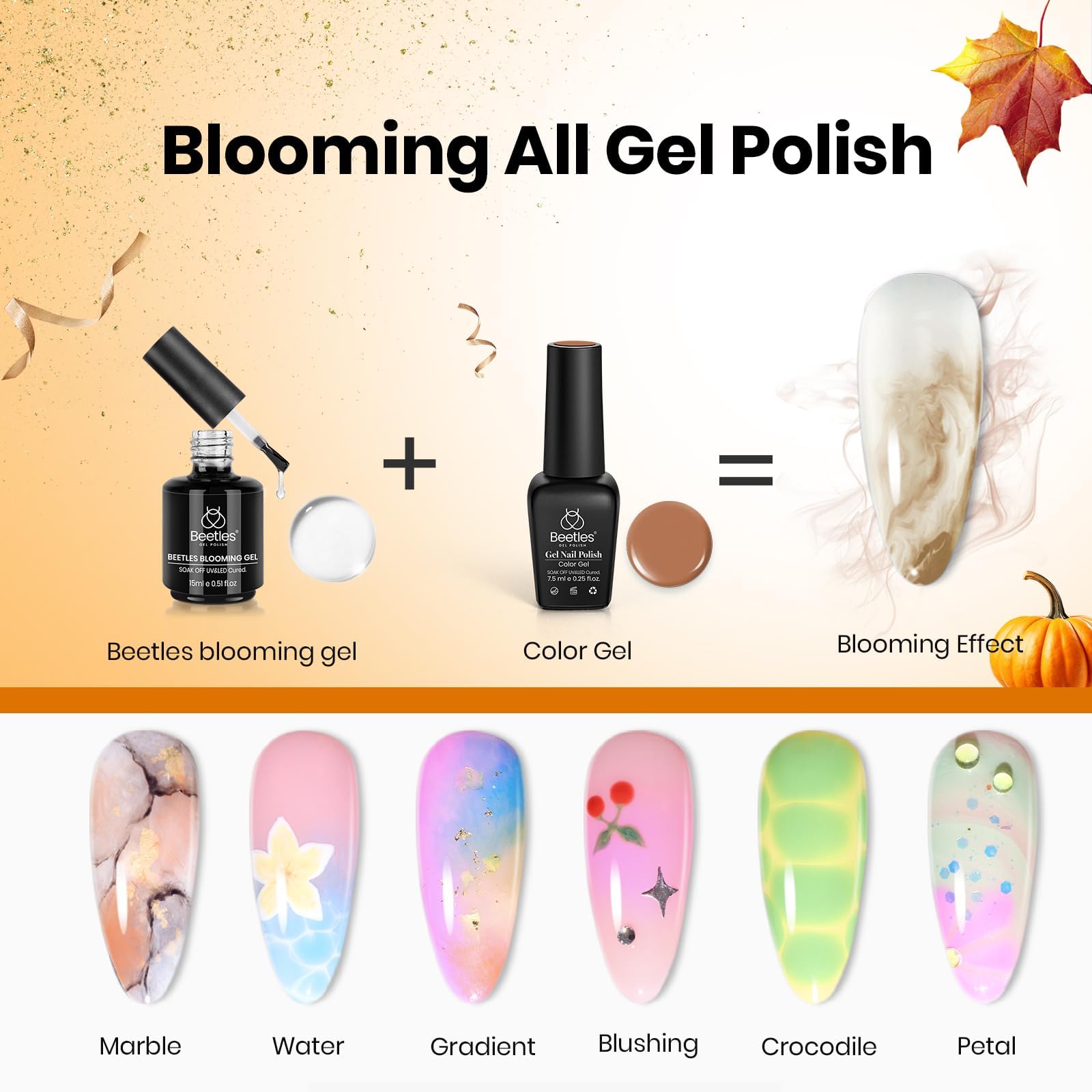 Beetles Blooming Gel 15ml Clear Uv Led Blossom Christmas Nails Gel Polish for Spreading Effect Marble Natural Stone Watercolor Floral Print Soak off Diy Nail Art Design Manicure Gift for Women