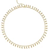 MTMY Beaded Necklaces for Women 14K Gold Plated Dainty Colorful Green/Rose Beaded Pearl Choker Necklace Delicate Boho Choker Necklace Jewelry Gift