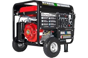 DuroStar DS10000EH Dual Fuel Portable Generator-10000 Watt Electric Start-Home Back Up & RV Ready, 50 State Approved, Red/Black