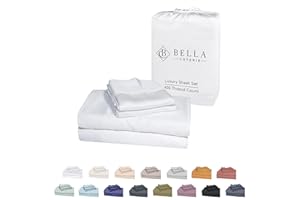 BC BELLA COTERIE Bella Coterie Luxury Queen Bamboo Sheet Set | Organically Grown | Ultra Soft | Cooling for Hot Sleepers | 18" Deep Pocket | Viscose Made from Bamboo [White]