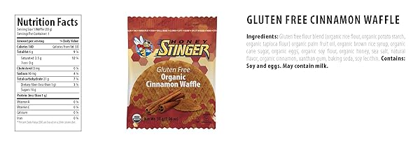 HONEY STINGER ORGANIC GLUTEN FREE CINNAMON WAFFLE, ENERGY STROOPWAFEL FOR EXERCISE, ENDURANCE AND PERFORMANCE, SPORTS NUTRITION FOR HOME & GYM, PRE AND POST WORKOUT, 16.96 OUNCES (PACK OF 16)