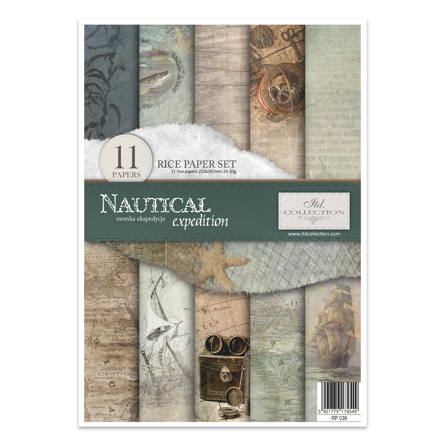 ITD Collection Nautical Expedition Rice Paper RP039 29.7 x 21 cm — image 1