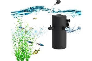 FUMAK 135GPH Fish Tank Filter in-Tank Filter for 10-40 Gallon Tanks, 2-Stage Internal Aquarium Filter Turtle Tank Filter with Dual Water Outlet & Aeration