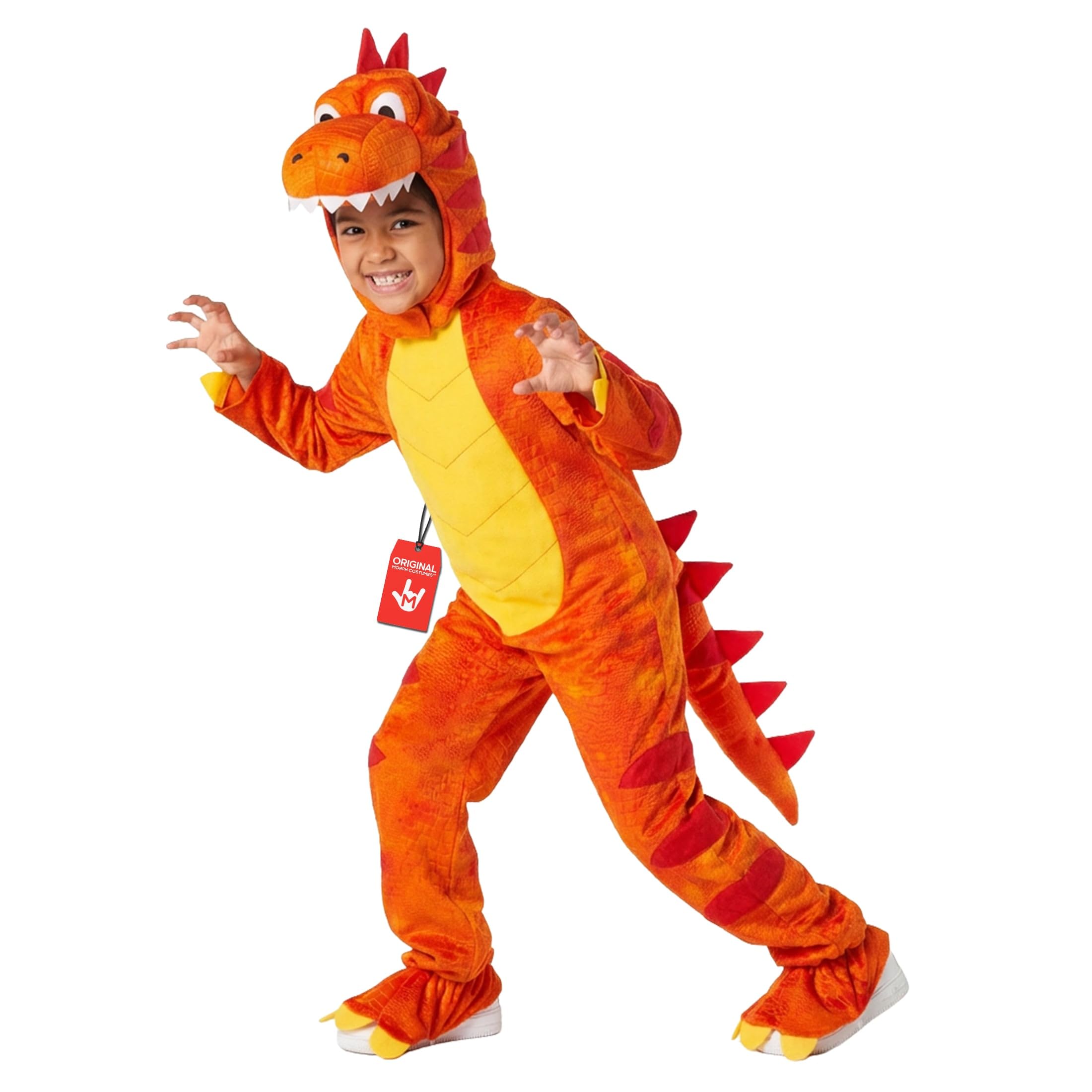 Morph Children's Dinosaur Costume, T-Rex, Halloween Costume for Children, Carnival, Orange, Size XS