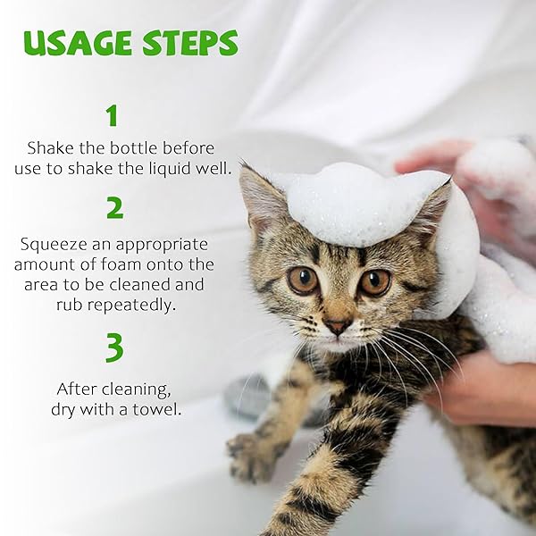 PETSTORAL WATERLESS CAT SHAMPOO NO RINSE KITTEN SHAMPOO, EASY CAT BATH CLEANER – HYPOALLERGENIC CAT SHAMPOO FOR LONG AND SHORT HAIR