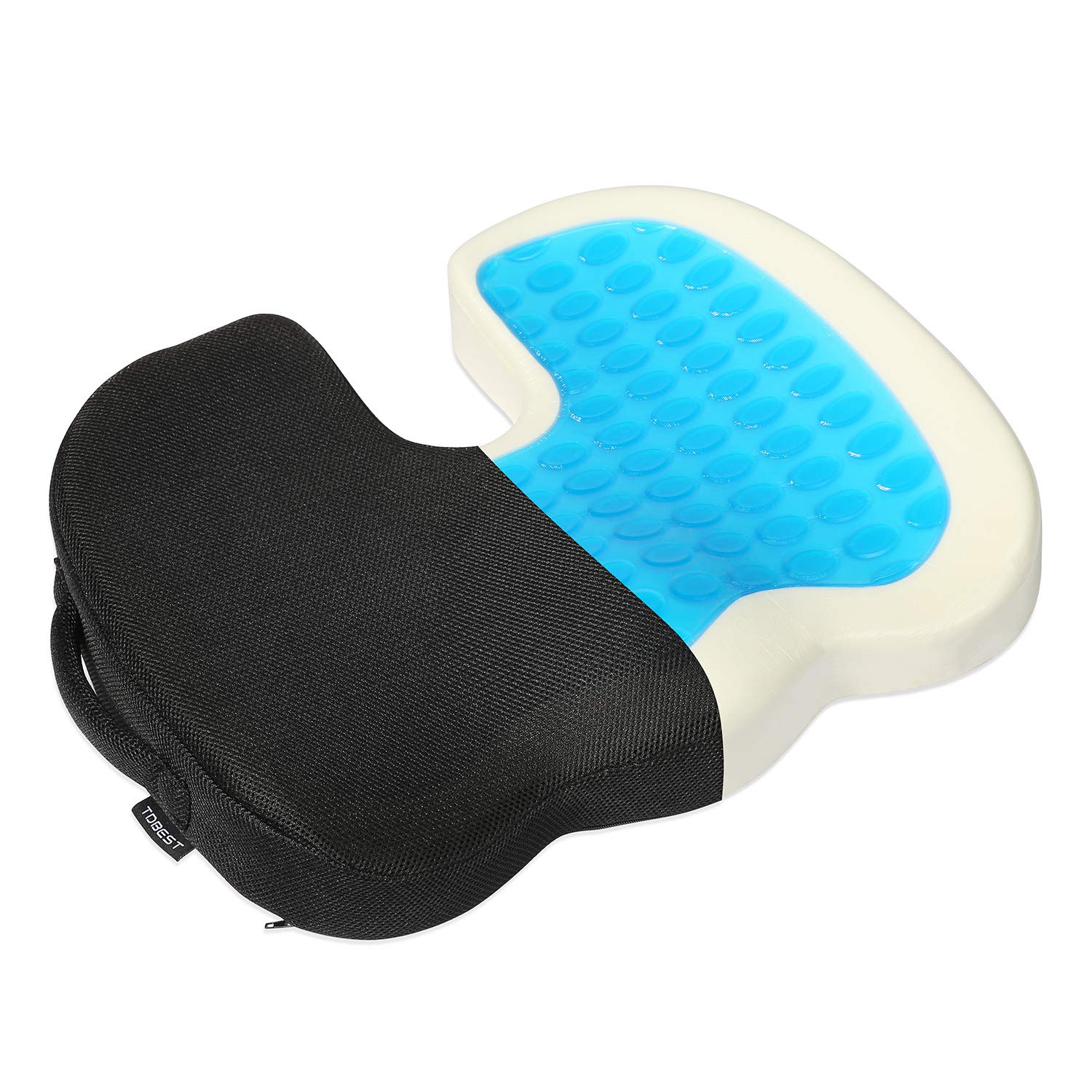 Tdbest Gel Enhanced Memory Foam Seat Cushion with Tailbone, Sciatica, Lower Back Support and Pain Relief - Fits Most Office, Desk, Computer Chairs and Car Seats (Black)