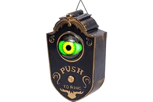 FENGEK Halloween Doorbell, Animated Eyeball Haunted Doorbell Halloween Decoration with Spooky Sounds, Trick or Treat Event for Halloween Party House Decor, Black