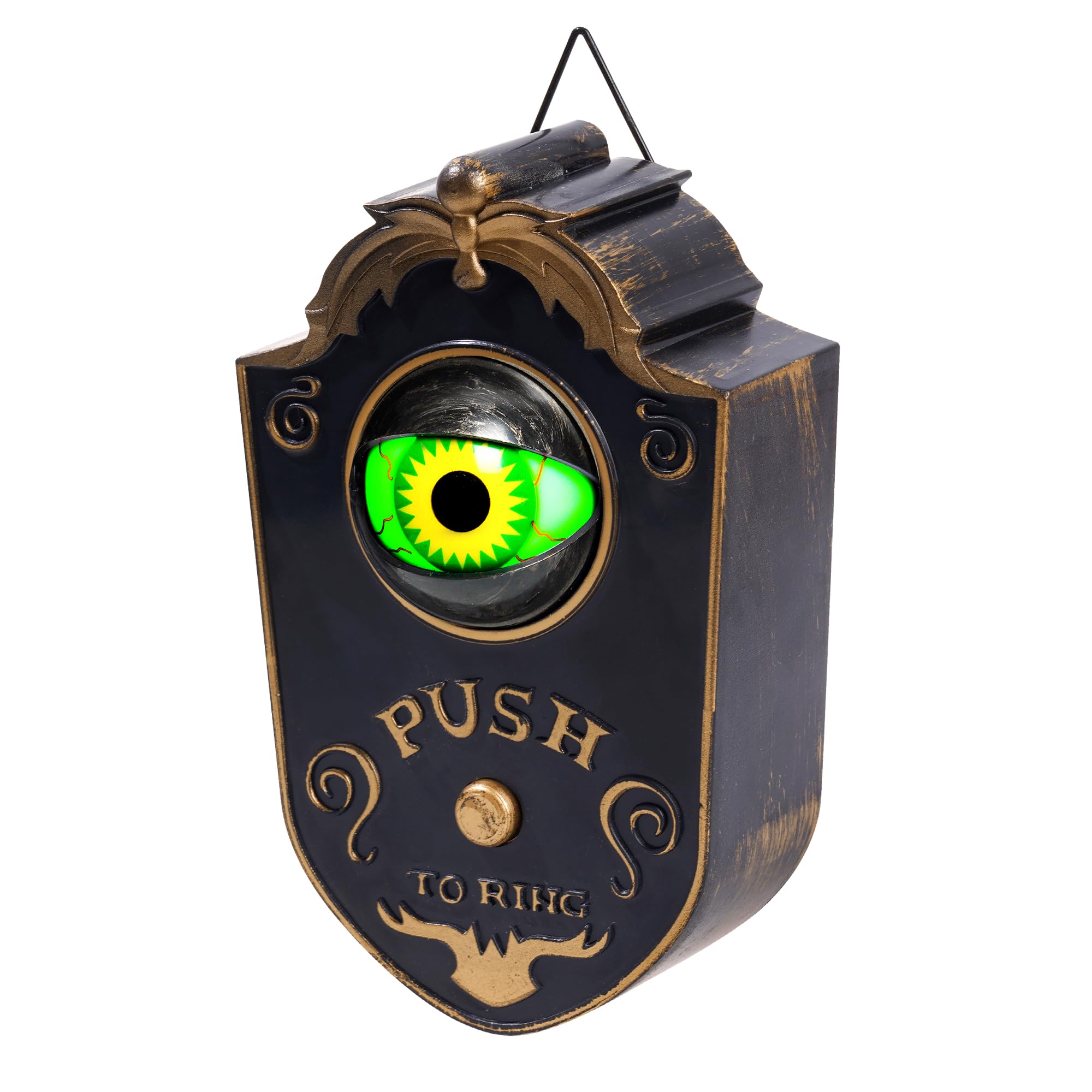 Photo 1 of Halloween Doorbell, Animated Eyeball Haunted Doorbell Halloween Decoration with Spooky Sounds, Trick or Treat Event for Halloween Party House Decor, Black