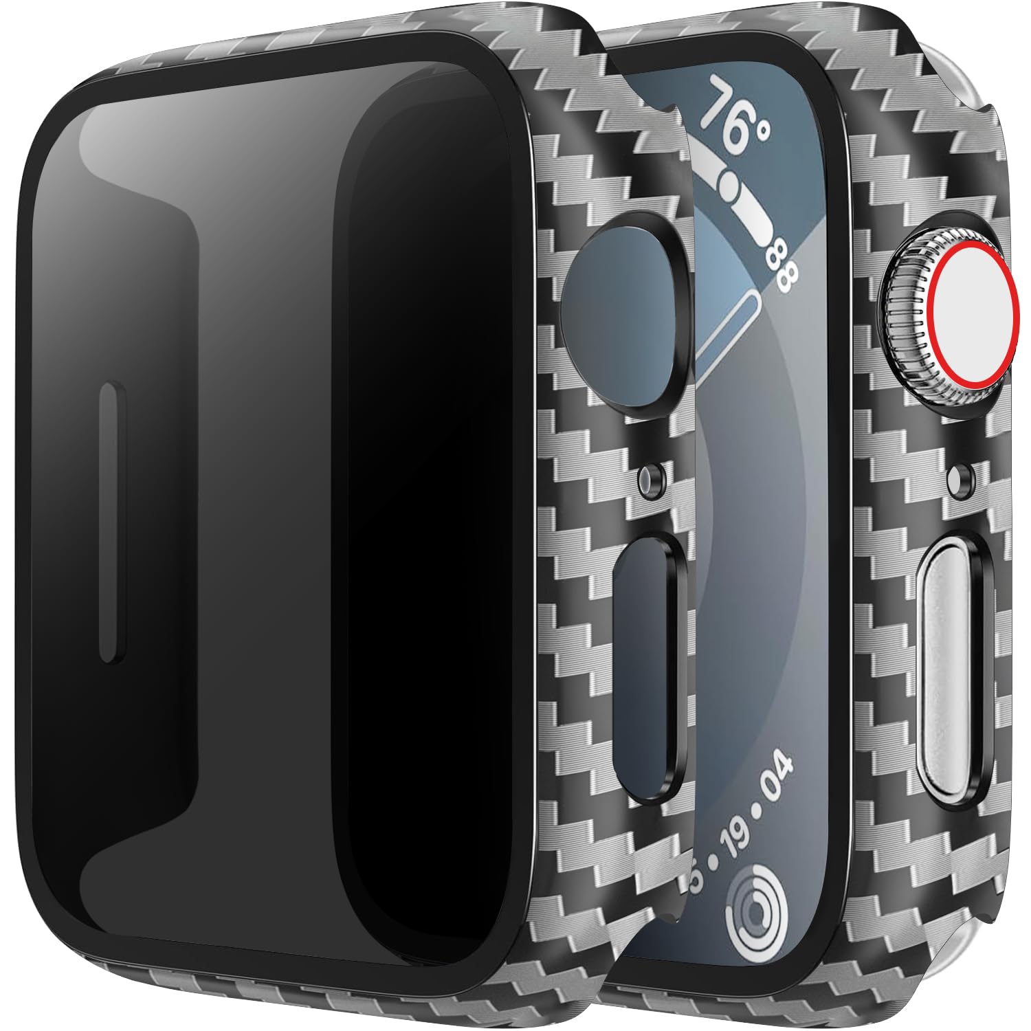 LINTEKER for Apple Watch Series 9/8/7 Privacy Screen Protector Case 41mm, [Anti-Peeping] Ultra-Thin Protective Bumper Cover for Apple Watch Series 9/8/7 41mm, 2 Pack, Carbon Fiber