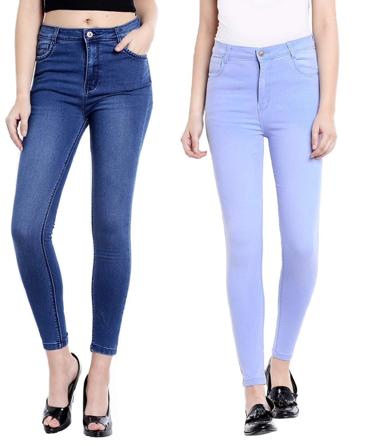 ankle length blue jeans