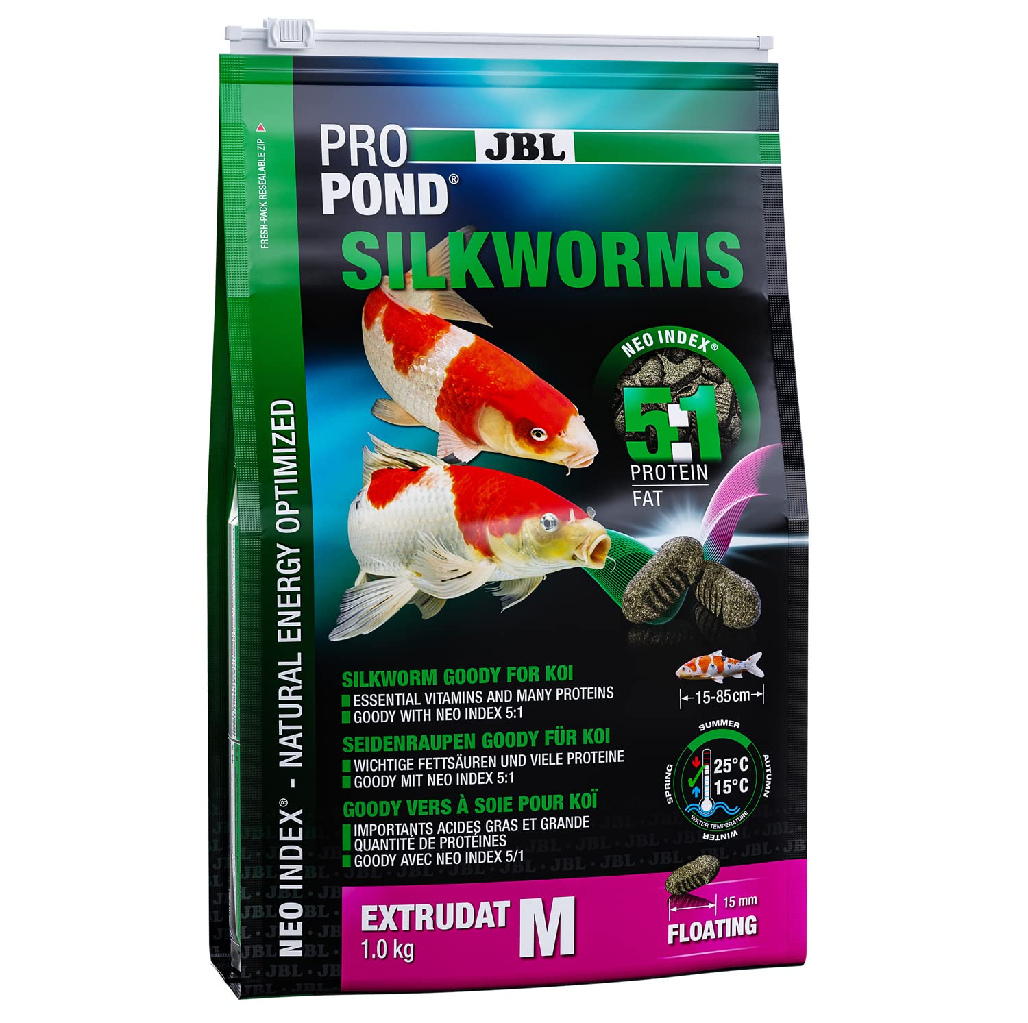 JBL Silkworms for Koi, Floating Treats, Delicacies, ProPond Silkworms, Size M, 1.0 kg