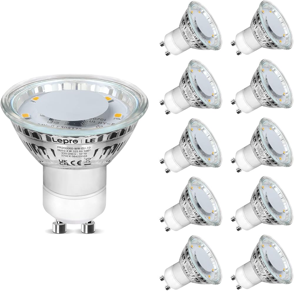 Lepro GU10 LED Bulbs Warm White 2700K 4W 325lm 100° 10 Pack Non-Dimmable