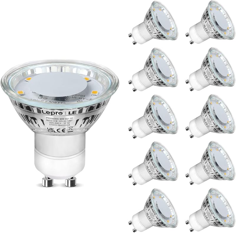Lepro GU10 LED Bulbs Warm White 2700K 4W 325lm 100° 10 Pack Non-Dimmable