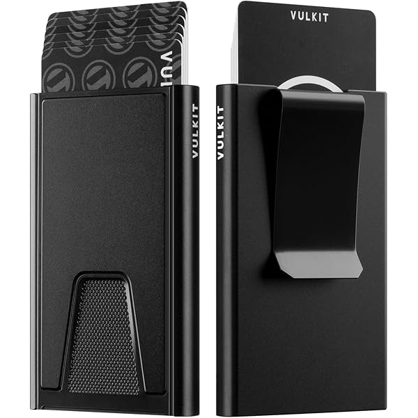 VULKIT Tarjetero Inialista Cartera De Cuero De Grano Tarjetas Eergentes Protección RFID Con