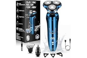HANDSOMEFACE Electric Razor for Men, Shaver for Men Face,Waterproof Wet Dry Electric Shavers LED Display Cordless with Rechargeable Nose Hair Trimmer and Beard Trimmer,Prtable Travel Men's Razors