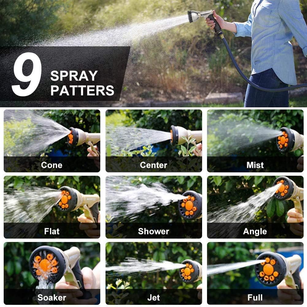 Garden Hose Nozzles 9 Adjustable Patterns Hose Spray Nozzle Heavy Duty Metal Hose Nozzle Spray Gun Slip Resistant Water Sprayer for Cleaning/Watering Lawn Garden/Pets Shower /Car Washing : Garden & Outdoor