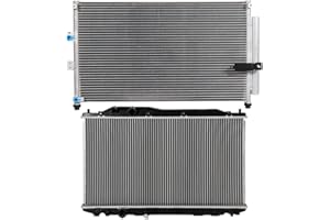 ANPART Aluminum Radiator and AC A/C Condenser Compatible for Honda Civic 1.8L 2006 2007 2008 2009 2010 2011,Acura CSX 2.0L 2006-2011,Replacement 2922 Radiator 3525 Condenser