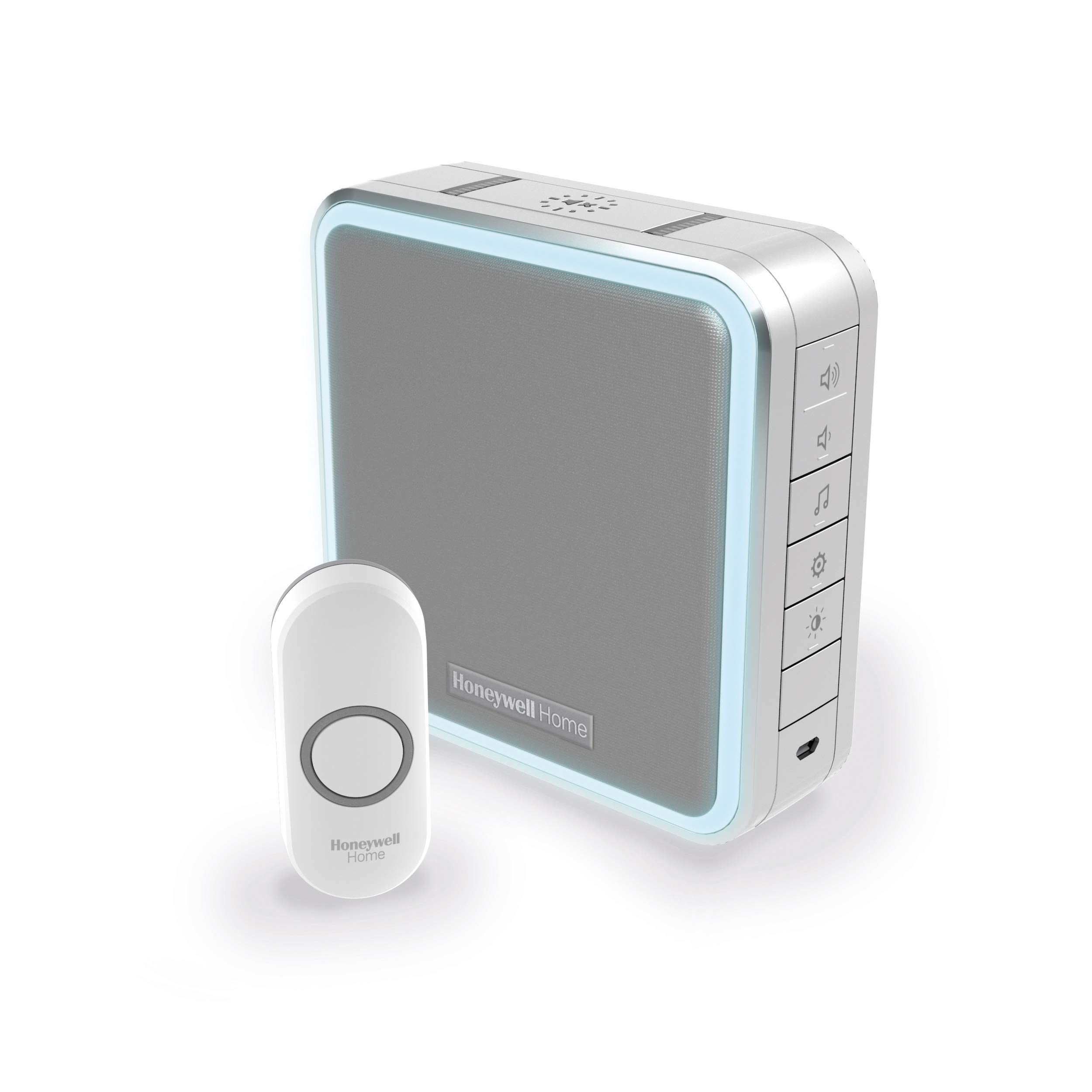 Honeywell Home DC915NG Series 9 Portable, Wireless LED Doorbell Chime with Push Button (Grey)