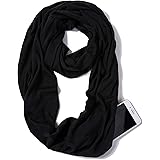 ELZAMA Infinity Loop Solid Color Scarf With Hidden Zipper Pocket For Women - Lightweight Travel Neck Wrap…