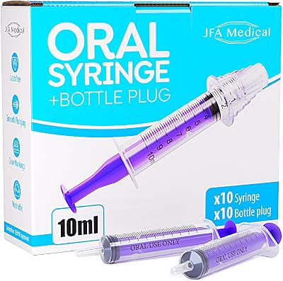 JFA Medical 10ml Oral Medicine Syringe and Bottle Plug Box of 10