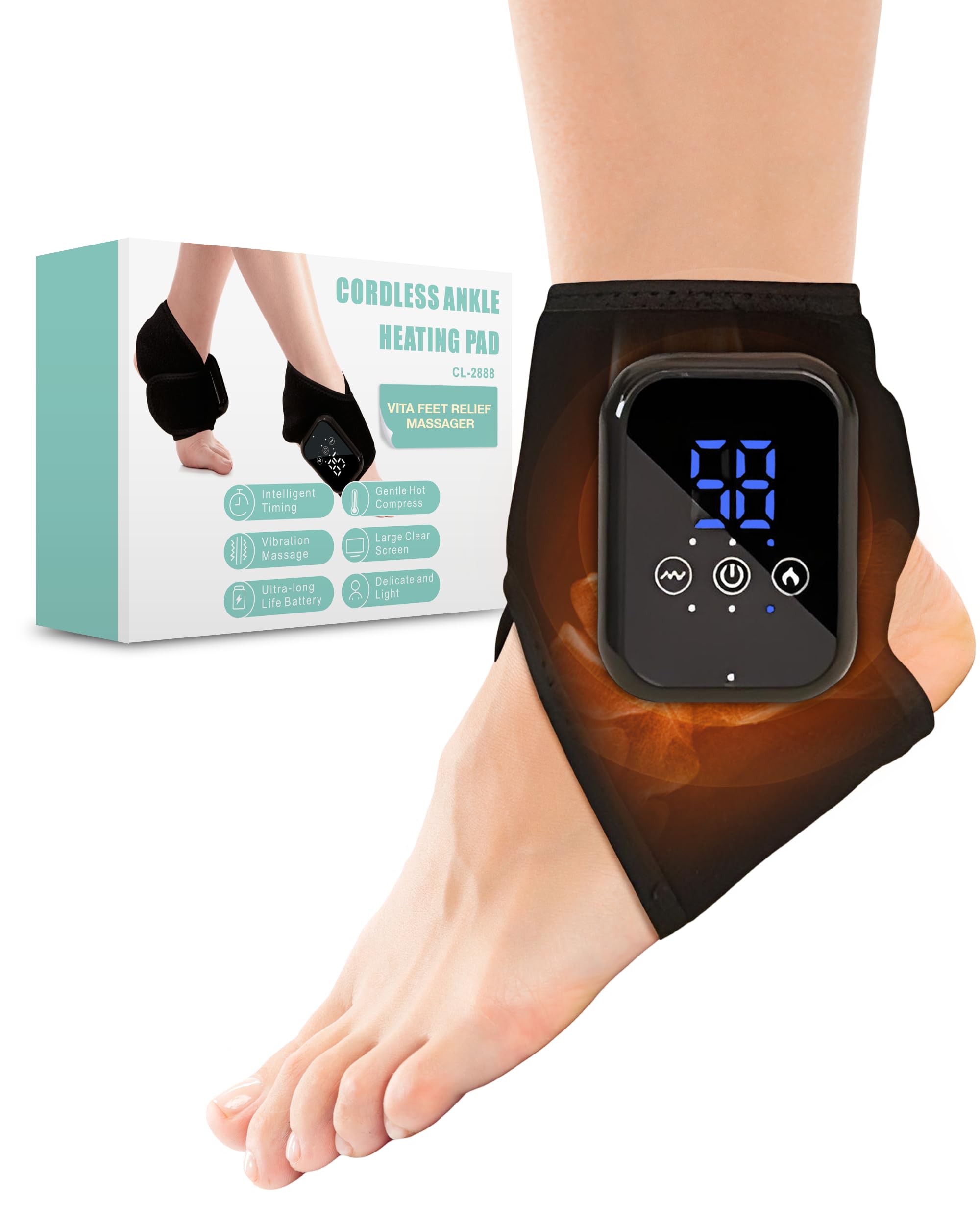 Photo 1 of FREEZE2TRIM Vita Feet Relief Ankle Heating Pad with Vibration – Foot & Leg Relaxation Support – Cordless Portable Calf Wrap for Comfort & Recovery (One Unit)