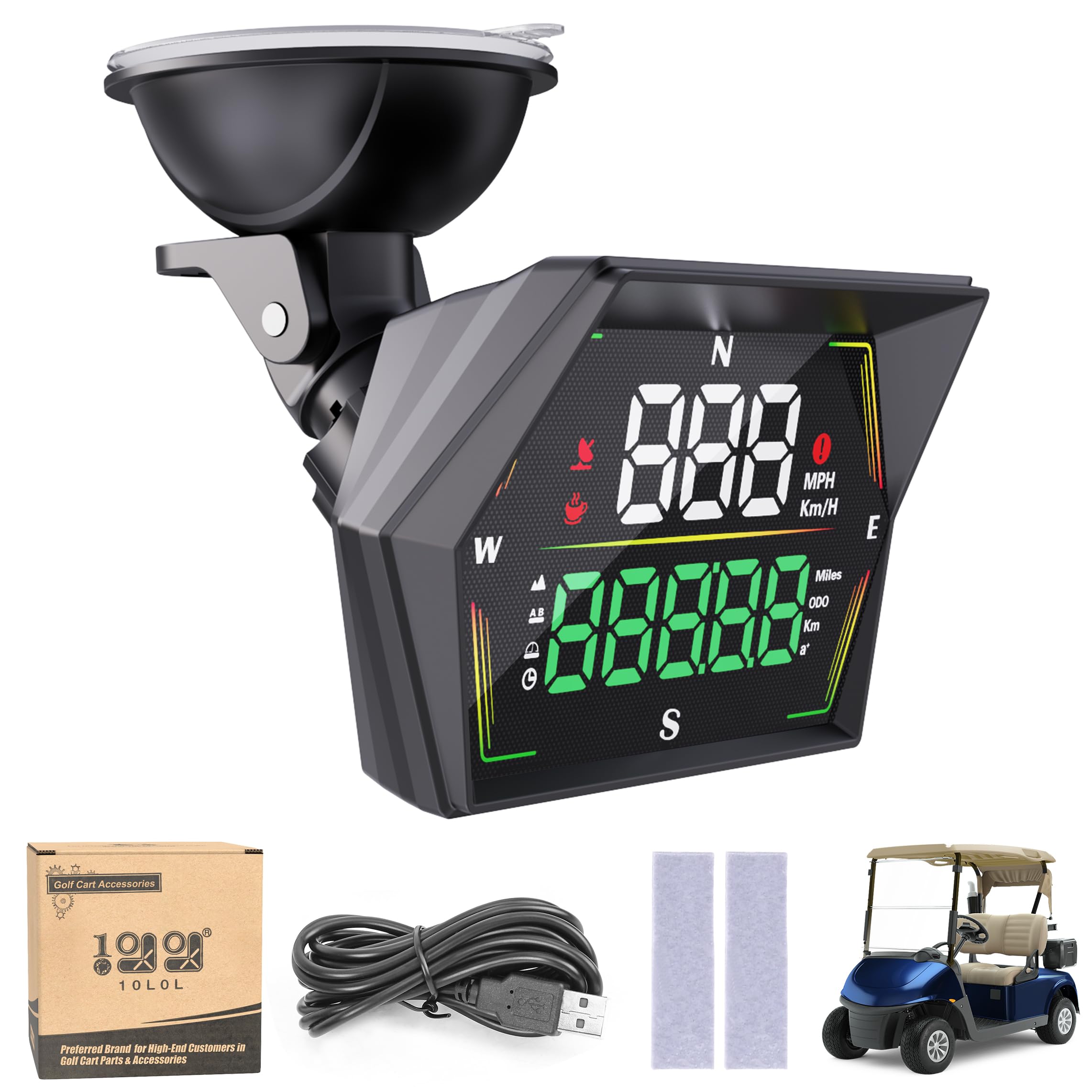 Photo 1 of 10L0L Golf Cart GPS Speedometer, HUD Digital Display with MPH/KMH, Compass Overspeed Alarm Fatigued Driving Alert, Auto Brightness, Plug & Play Universal for Yamaha, EZGO, Club Car & All Vehicle