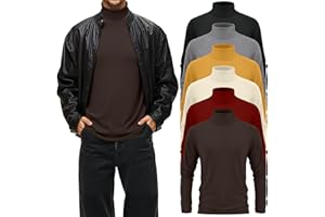 August Alley 6 Pack Men's Turtleneck Shirts Long Sleeve Slim Fit Pullover Top Base Layer Tees Multipack