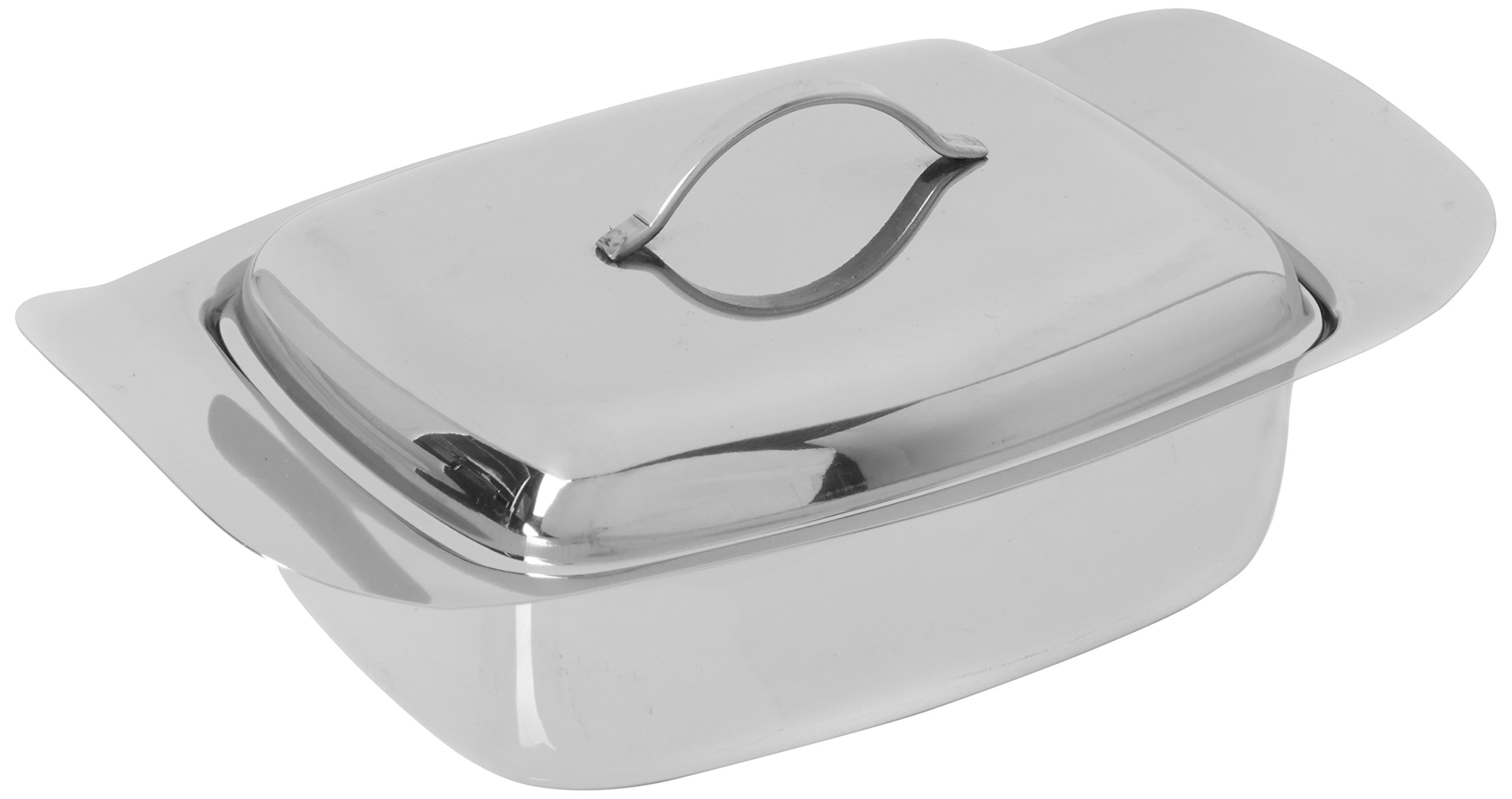 Genware NEV-6003 Butter Dish And Lid, Stainless Steel, 250 g, 0.5 lb.