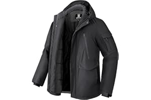 Pioneer Camp Men's Winter Coat Waterproof Fleece Lined Warm Winter Jacket with 9 Pockets Insulated Windproof Hooded Parka