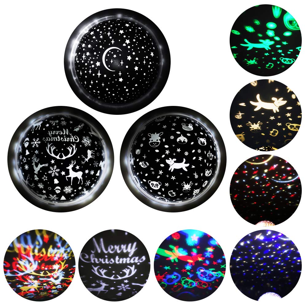 Baby UFO Star Night Light for Kids,Sleeping Sound Machine with Remote,Timer,Built-in Bluetooth Speaker, Best Projection Lamp Gift for Bedroom Birthday Parties Christmas - 3 Sets of Film