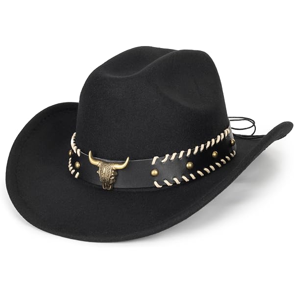 CXQRR Classic Black Western Felt Roll Up Brim Cowboy and  display picture 1