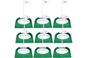 Sotiff 9 Pack Golf Putting Cup and Flag Plastic Golf Hole Training Aids Training Putters for Indoor Outdoor Men Women Office Backyard Garage Accessories