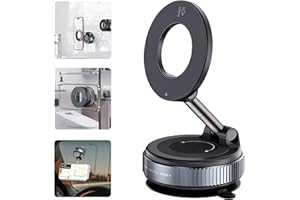 JUNYESERI Shower Phone Holder，360° Adjustable Vacuum Magnetic Phone Mount Shower/ Car/ Gym/ Mirror/ Kitchen/ Smooth Surface, Compatible with iPhone 17 Pro Max 16 15 14 13 12 Plus and All Smartphones (Black)