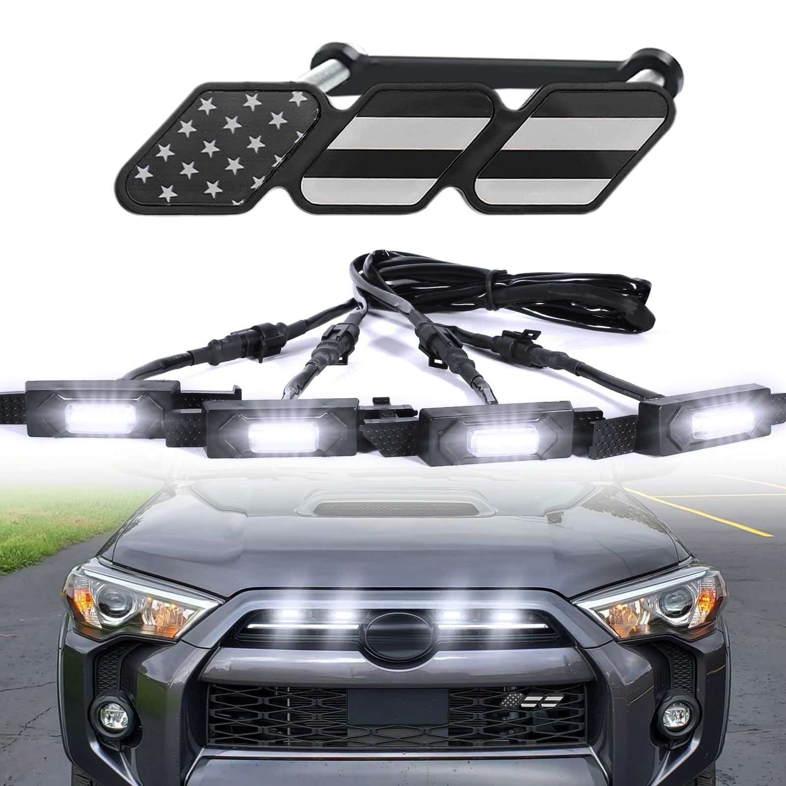 Photo 1 of Led Grill Grille Lights for 2021 2022 2023 2024 Toyota 4Runner Sr5 Limited Trd-pro sport off-road Front Grill Lights Raptor lights for toyota 4Runner grill Emblems (White)