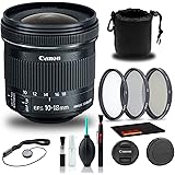 Canon EF-S 10-18mm f/4.5-5.6 is STM Lens (9519B002) + Filter Kit + Lens Pouch + Cap Keeper + Cleaning Kit + More (Renewed)