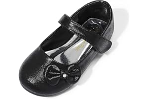 DREAM PAIRS Toddler Girls Dress Shoes Mary Jane Flats, Girls School Uniform Flats Bow Ballerina Shoes