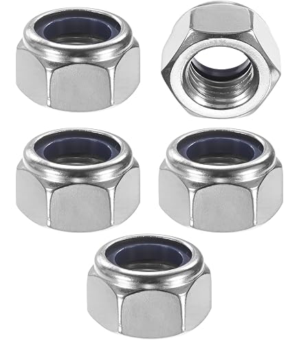 Chrome Nuts Uxcell 10x1.5 Hex Flange Nylon Insert Lock Nuts, Stainless Steel 304 Bike Hubs