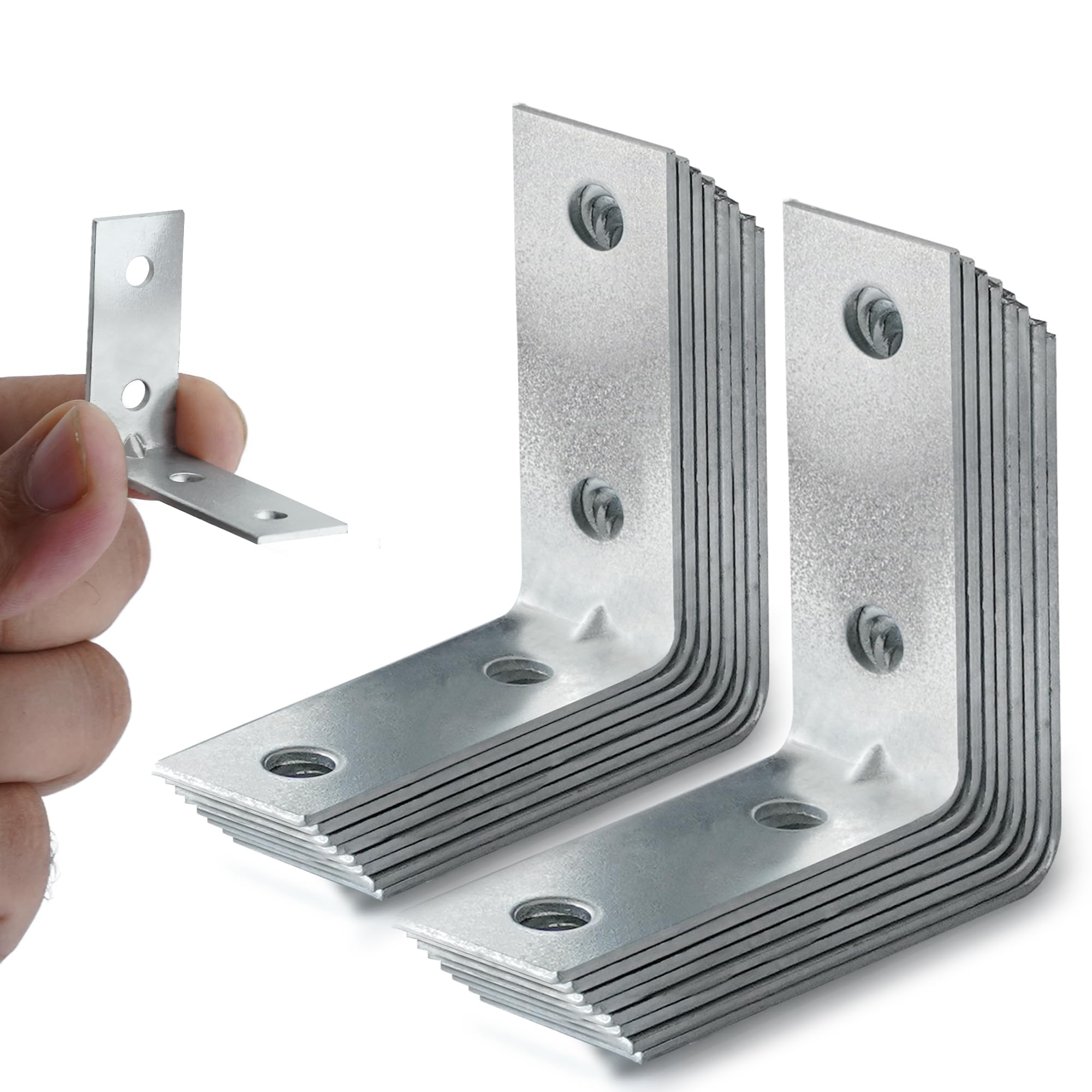 ZAVIA 16 Pcs L Brackets for Wood (38mm x 38mm) with Screws | Galvanised Steel Brackets for Fixing and Repairing Furniture, Shelves, Windows & Cabinets