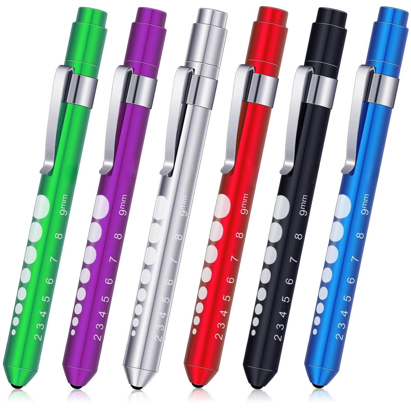 Nuanchu 6 Pcs Penlight for Nurse LED Reusable Pen Light with Pupil Gauge Nurses Pin Light for Torch Medical Students Doctors Daily Use with Pocket Clip Nurse and Doctor Gifts(Basic Colors)