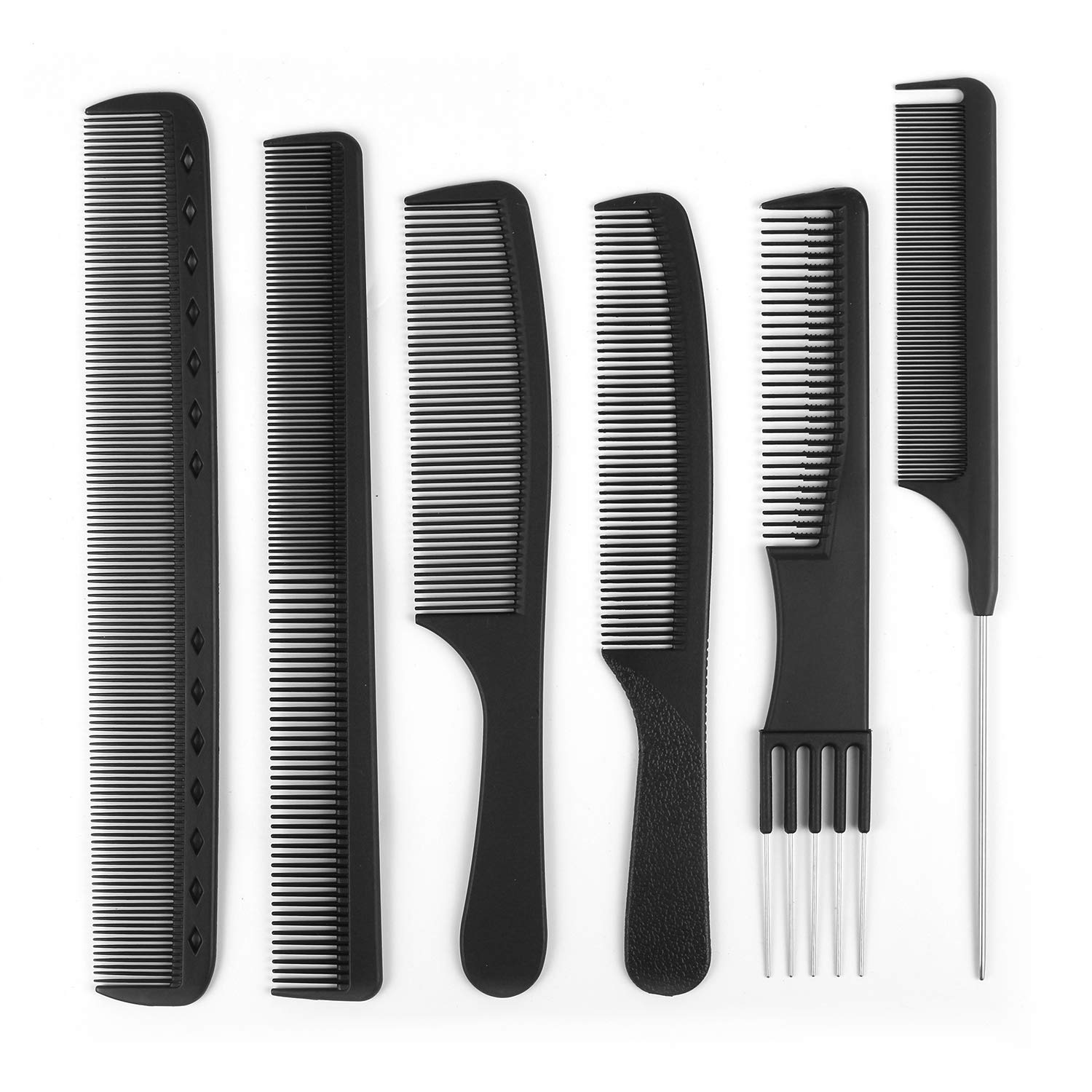 WBCBEC 6PCS Hair Stylists Styling Comb Set, Black Carbon Anti Static Heat Resistant Hair Styling Comb Set for All Kinds of Hair Types & Styles: Beauty
