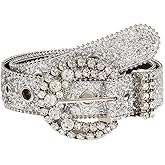 OVOY Womens Rhinestones Studded Belts Bling Big Diamond Cowgirl Cowboy Waist Belt for Jeans Dresses Fit for 27"-39"