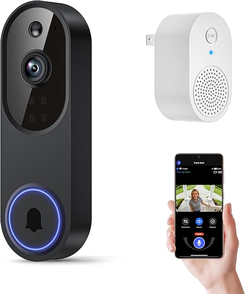 Orbitell 1080p Wireless Wi-Fi Video Doorbell Camera with Two Way Audio, Night Vision, Cloud Storage, Smart AI Motion Detectio