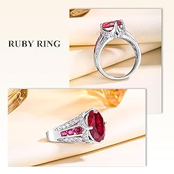 AGRULE Big Ruby Ring for Men Women 925 Sterling