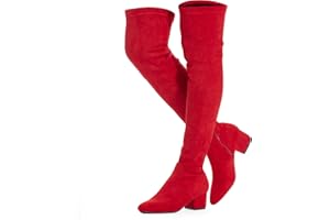 N.N.G Women Over the Knee Boots Low Heel Winter Block Suede Thigh High Chunky OTK Long Comfort
