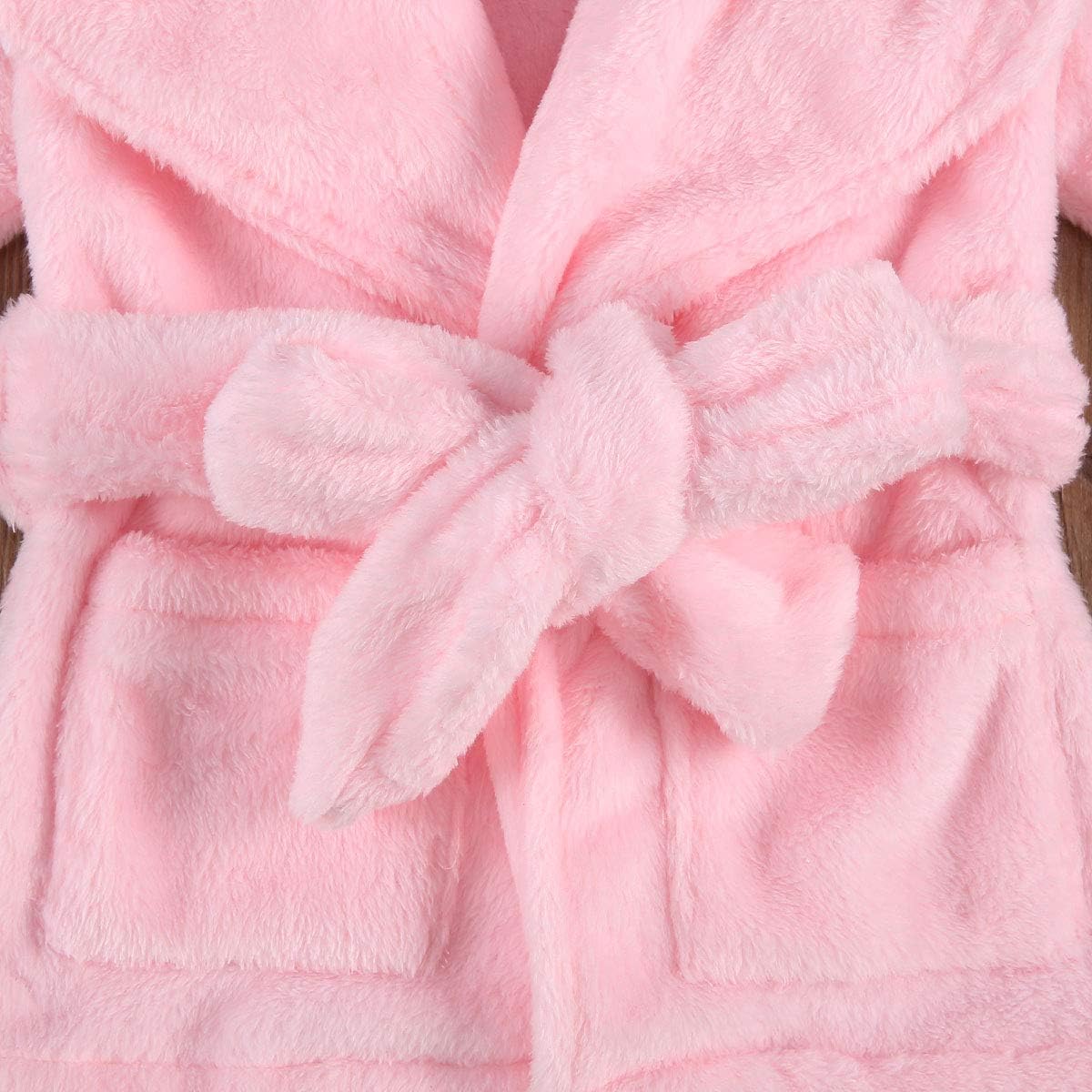 Infant Toddler Baby Girl Flannel Soft Bathrobes Hoodie Kimono Robe Clothes with Belt: Clothing