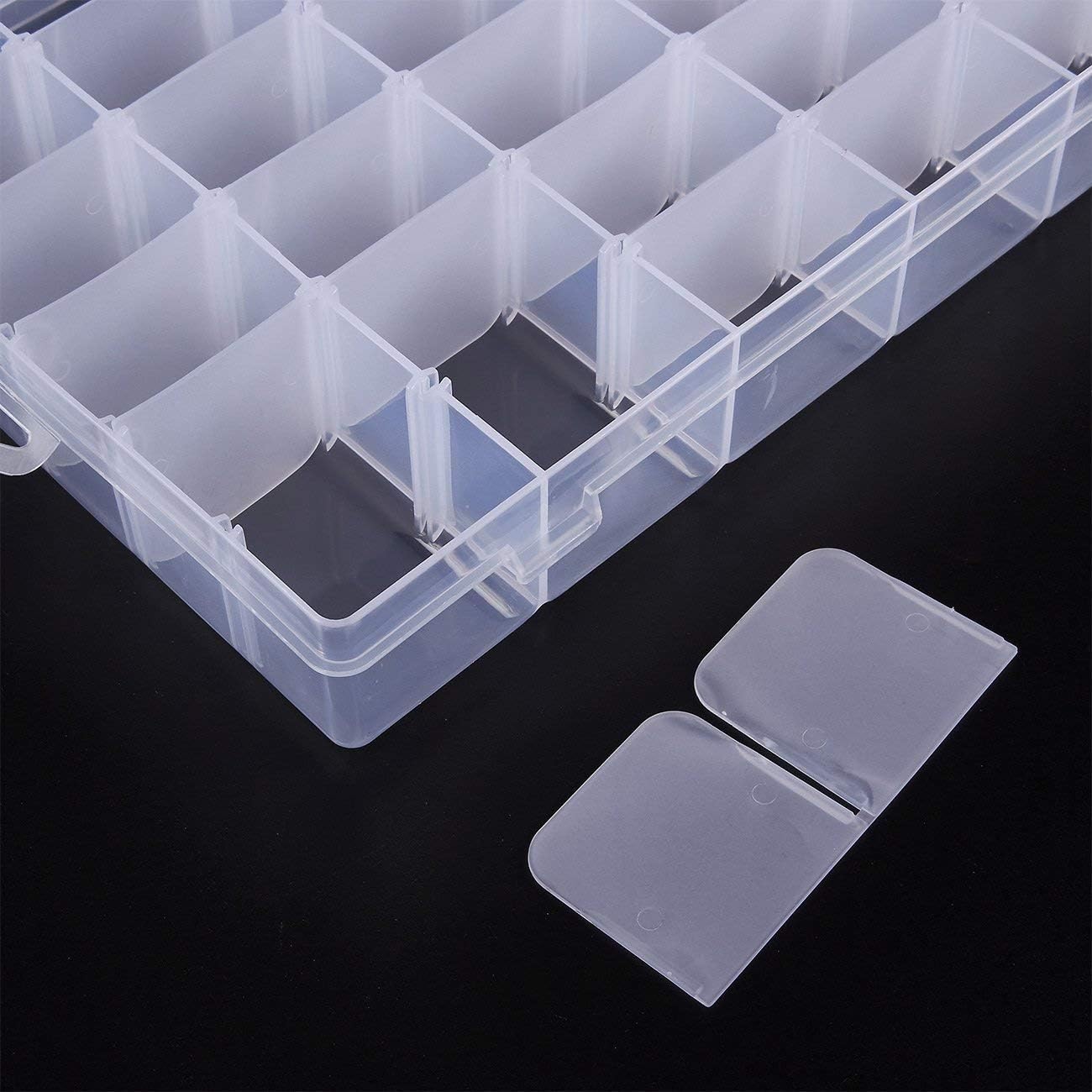Clear Plastic Jewelry Box Organizer with 36 Compartments (3 Pack): Home & Kitchen