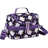 Lunch Bag for Girls,ChaseChic Insulated Lightweight Lunch Boxes for Kids Boys Dual Compartment Lunch Organizer Leak-Proof Cooler Bag with Detachable Adjustable Shoulder Strap,Purple Cats