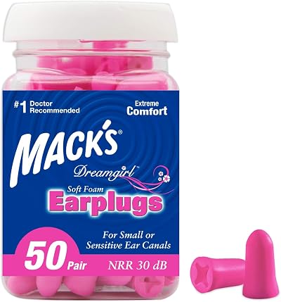 Mack's Dream Girl Ear Plugs 50 Pair Pink Small Ear Canal Noise Reduction 30dB