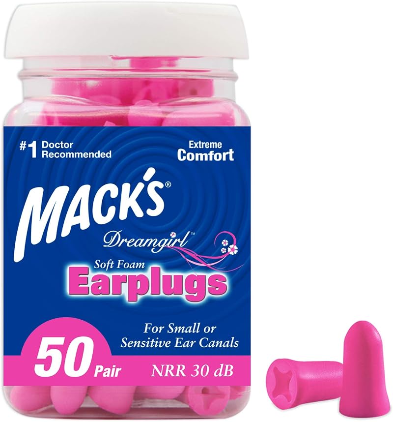 Mack's Dream Girl Ear Plugs 50 Pair Pink Small Ear Canal Noise Reduction 30dB