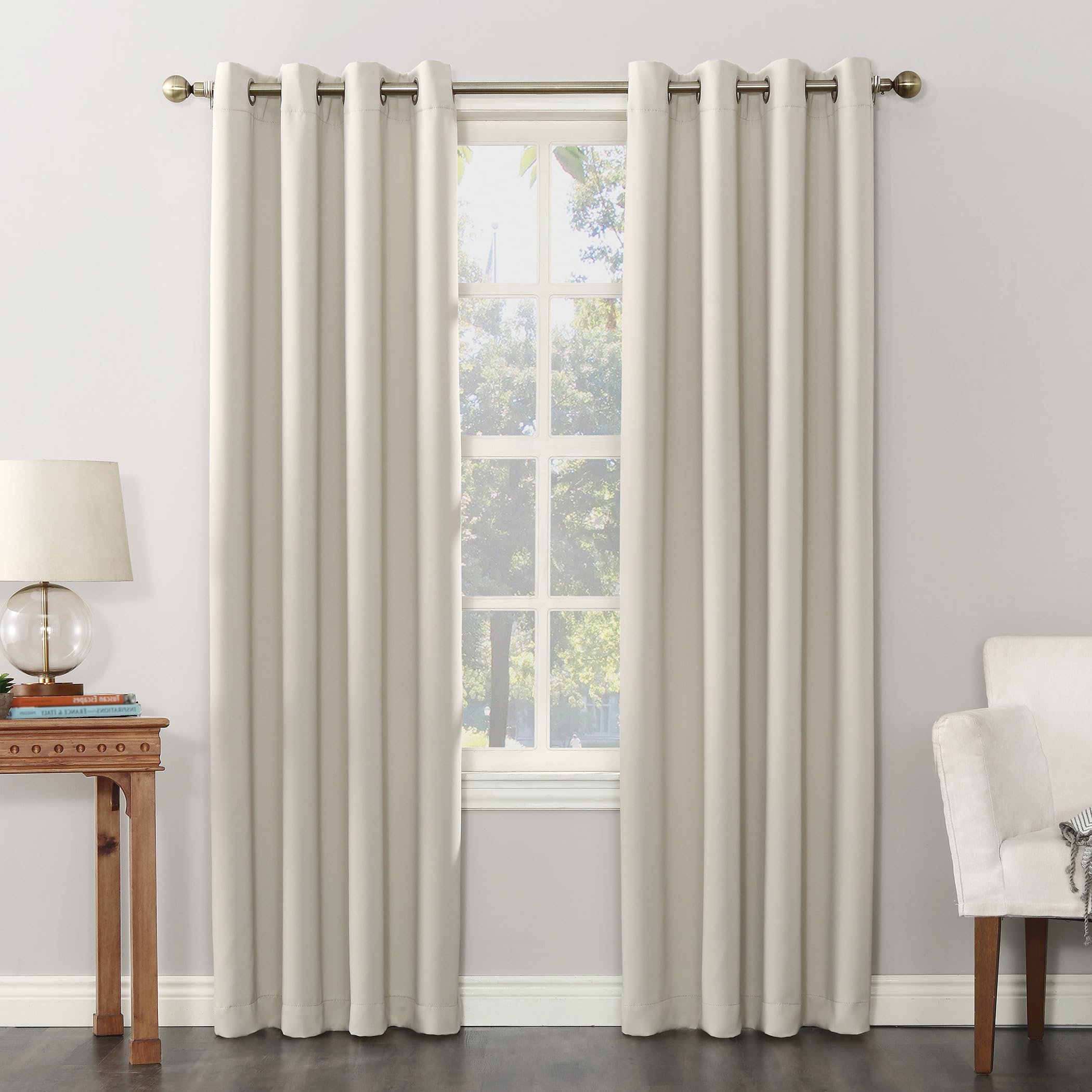 Sun Zero Soho Blackout Energy Efficient Grommet Curtain Single Panel, 54" x 95", Pearl Off-white